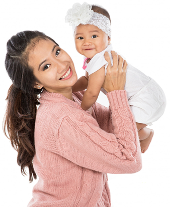 Mother holding her baby